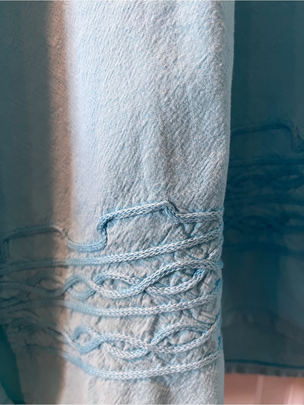Light Blue Embroidered Button-Front Tunic - Picture 5 of 6
